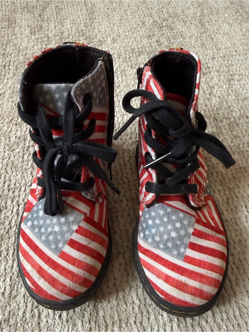 Dr. Martens Kids American Flag Canvas Lace Up Boots Toddler US 7